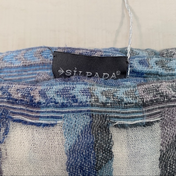 Silpada Blue White Stripe Avery Scarf Fringe - Picture 6 of 8